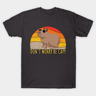 Retro Rodent Funny Capybara Don't Be Worry Be Capy Rodent T-Shirt